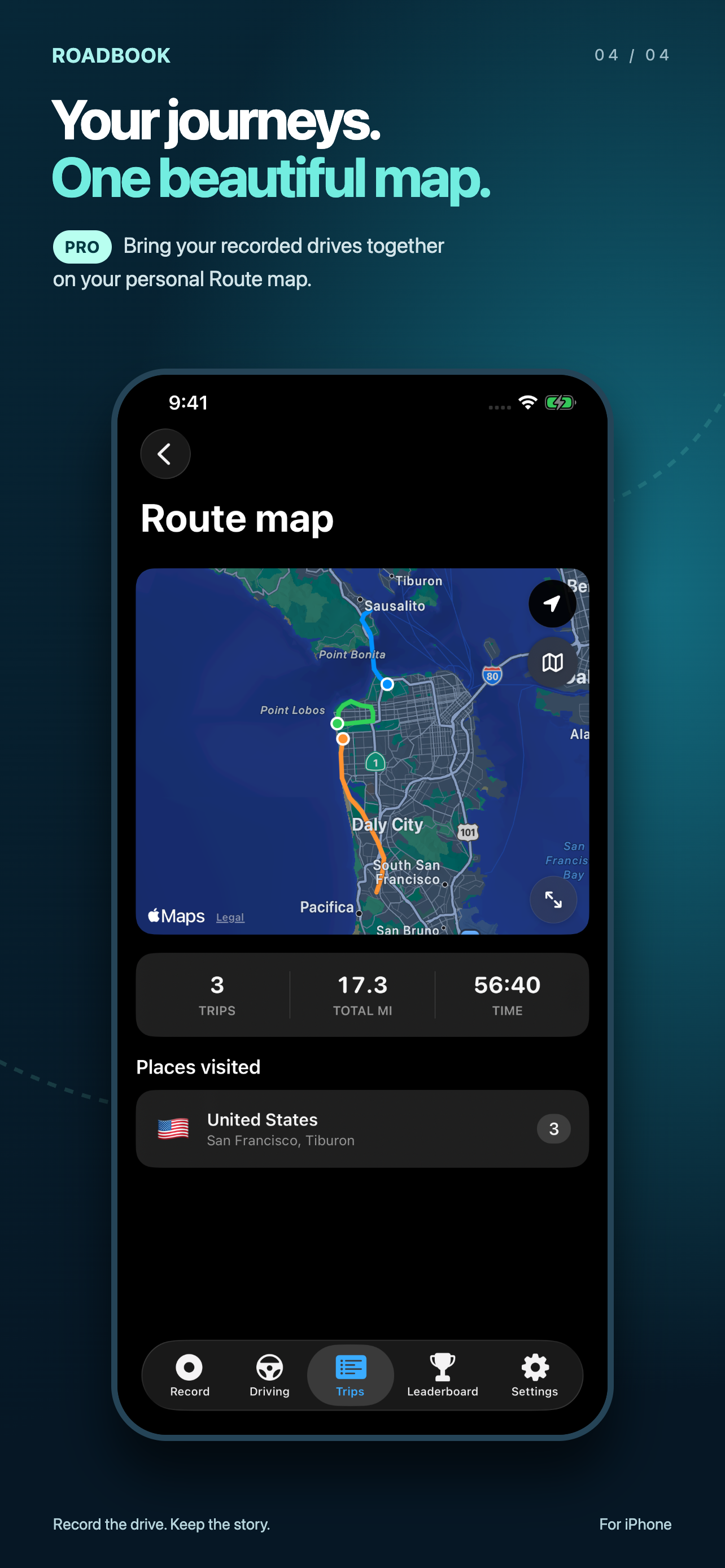 Pro Route map: Your journeys on one map